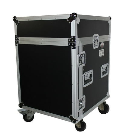 Prox T-12Mrss Mixer Combo Amp Rack 12U Vertical Front Load 10U Top Slant with Casters