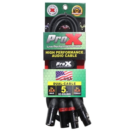 ProX XC-DXLR05 5' Dual XLR-M to Dual XLR-F Balanced High Performance Audio Cable