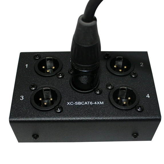 ProX XC-SBCAT6-4XM 4-Channel XLR-M CAT6 Audio/DMX Portable Snake Box