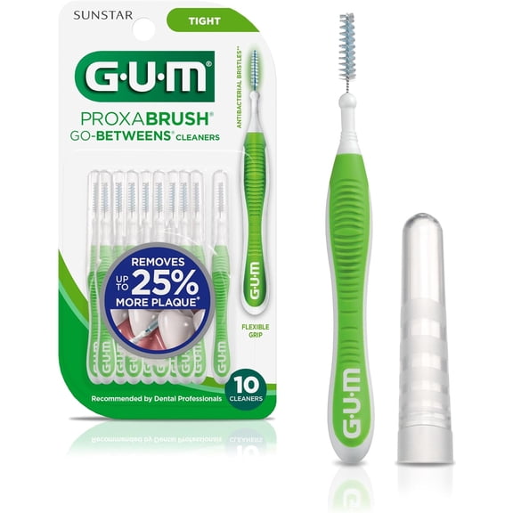 Proxabrush Go-Betweens - Tight - Interdental Brushes - Soft Bristled Dental Picks for Plaque Removal Health - Safe for Braces & Dental Devices, 10ct