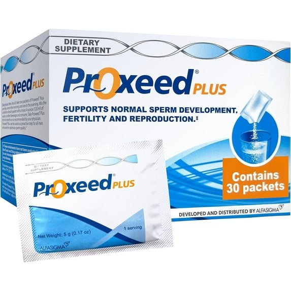 Proxeed Plus Fertility Supplements for Men | Improves Sperm Count, Concentration & Motility* | L- Carnitine Based Formula with Folic Acid | 1 Box, 30 Powder Packets