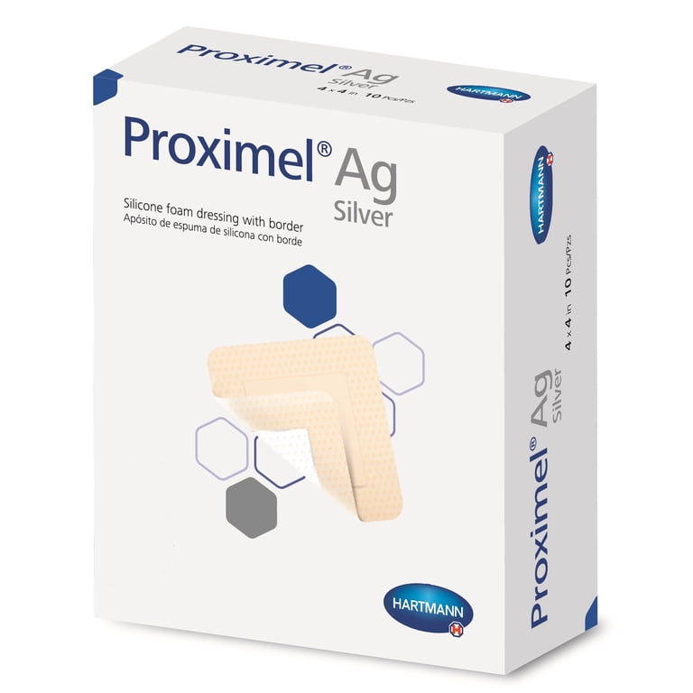 Proximel Ag Waterproof Silicone Adhesive Wound Dressing, Silver Foam with  Border, Box of 10, Tan - Walmart.com