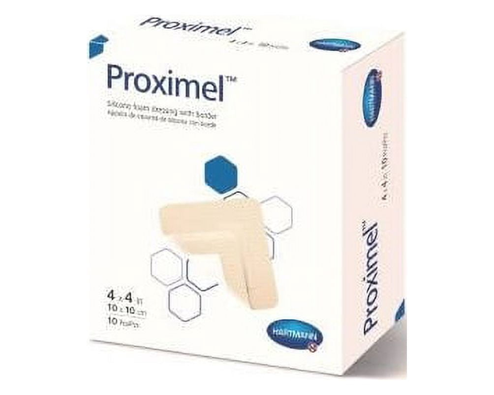 Proximel Silicone Foam Dressing with Border First Aid Gauze Pads 4" x 4", 10 Pack