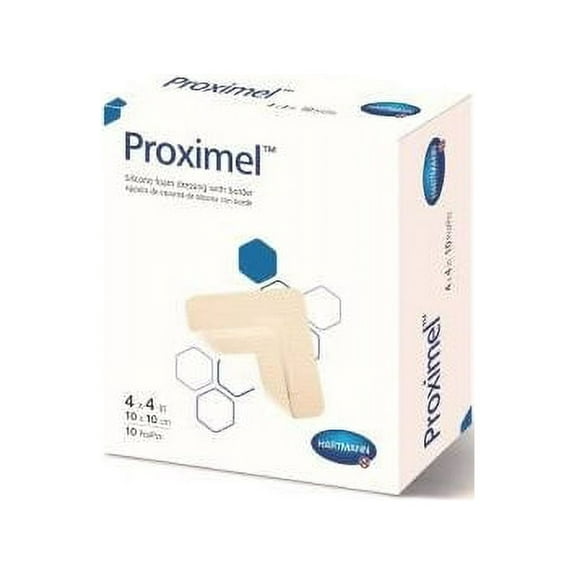 Proximel Silicone Foam Dressing with Border First Aid Gauze Pads 4" x 4", 10 Pack