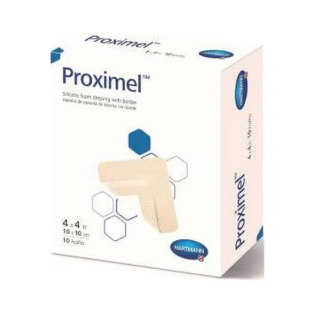 Proximel Silicone Foam Dressing   4 X 4in Square Adhesive with Border Sterile - Box of 10