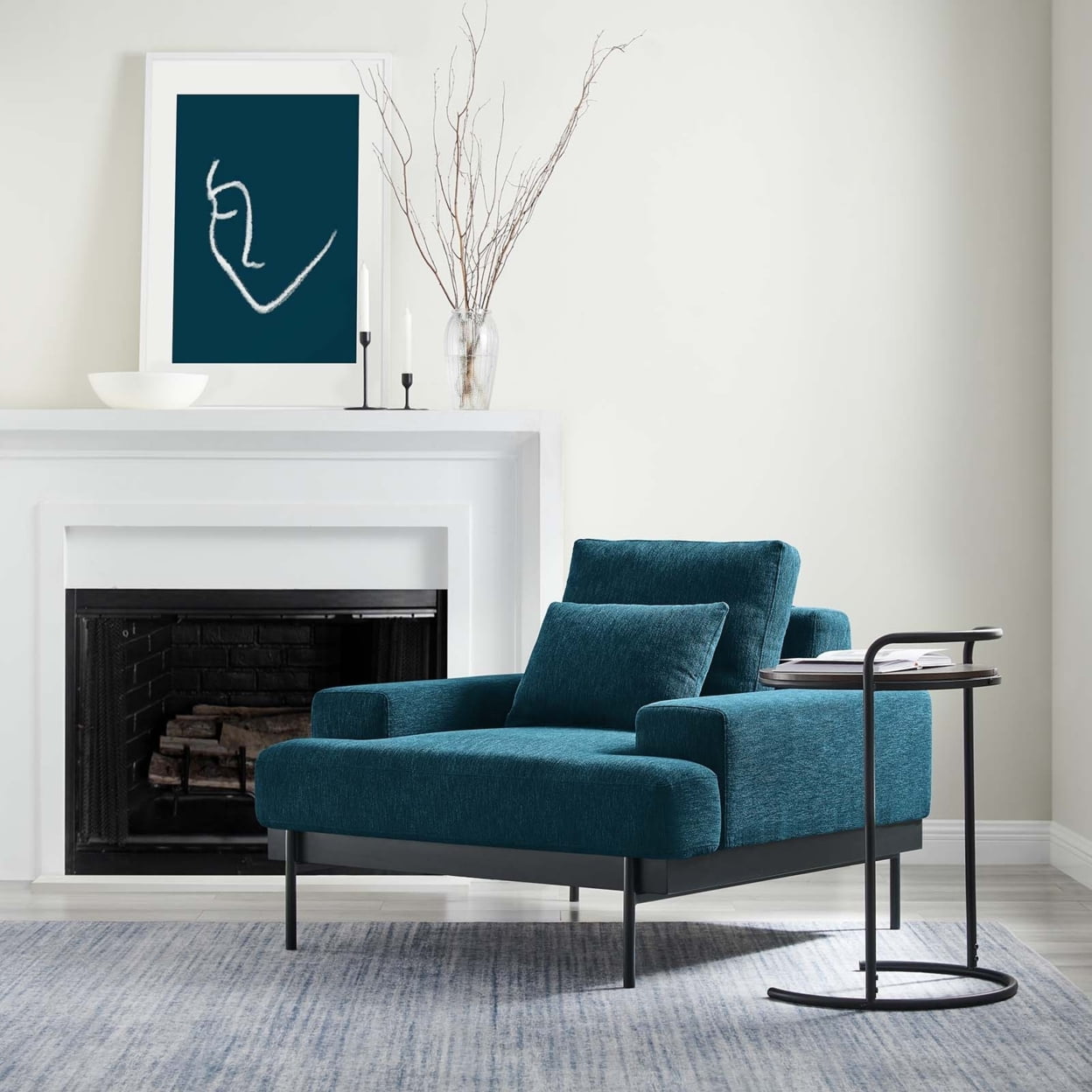 Azure Proximity Upholstered Fabric Accent Chair with Wood Frame
