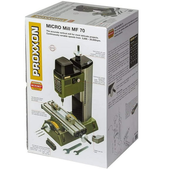 Proxxon MF 70, 110v 100w 20000rpm Triple Slit Chuck Power Milling Machine, Green