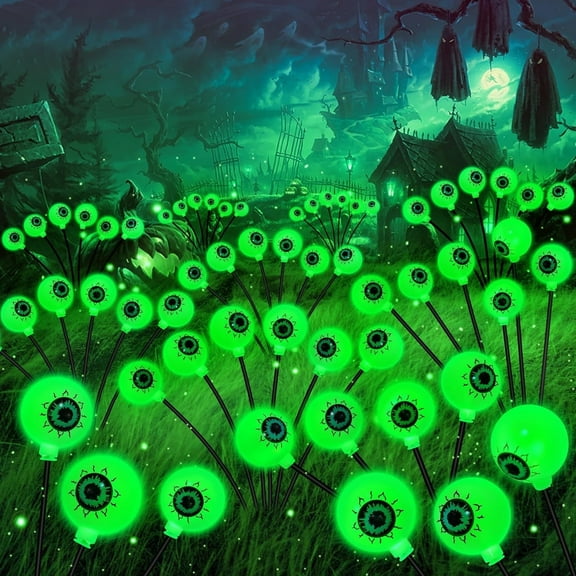 Prozprotect 2-Pack 12-LED Green Eyeball Solar Halloween Pathway Lights