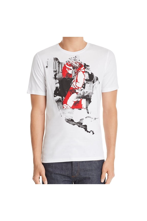 Goods & Co. Mens 2 Map Graphic T-Shirt, White, Medium