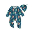Prreey Baby Boy Jumpsuit and Hat Set Long Sleeve Round Neck Zip Up