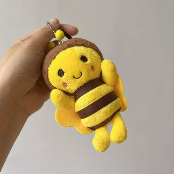 Pruboru 5 Inches Stuffed Bees Plush Soft Small Bee Stuffed Animal Honeybee Plush Keychains Realistic Cartoon Toys Adorable Doll for Kids' Birthday Party Favors (1Pc)