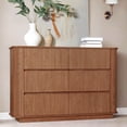 thumbnail image 1 of Putuo Decor Fluted 6 Drawer Dresser, 47.2" Wide Modern Chest for Bedroom, Closet, Walnut, 1 of 9