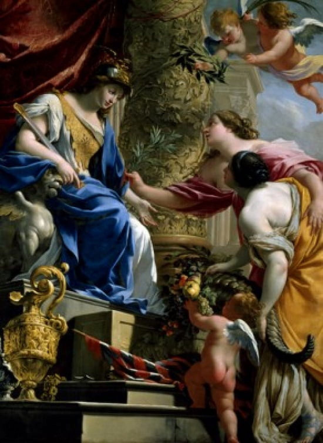 Prudence of Mind Peace and Abundance by Simon Vouet (1590-1649) France Paris Musee du Louvre Canvas Art - Simon Vouet (18 x 24)