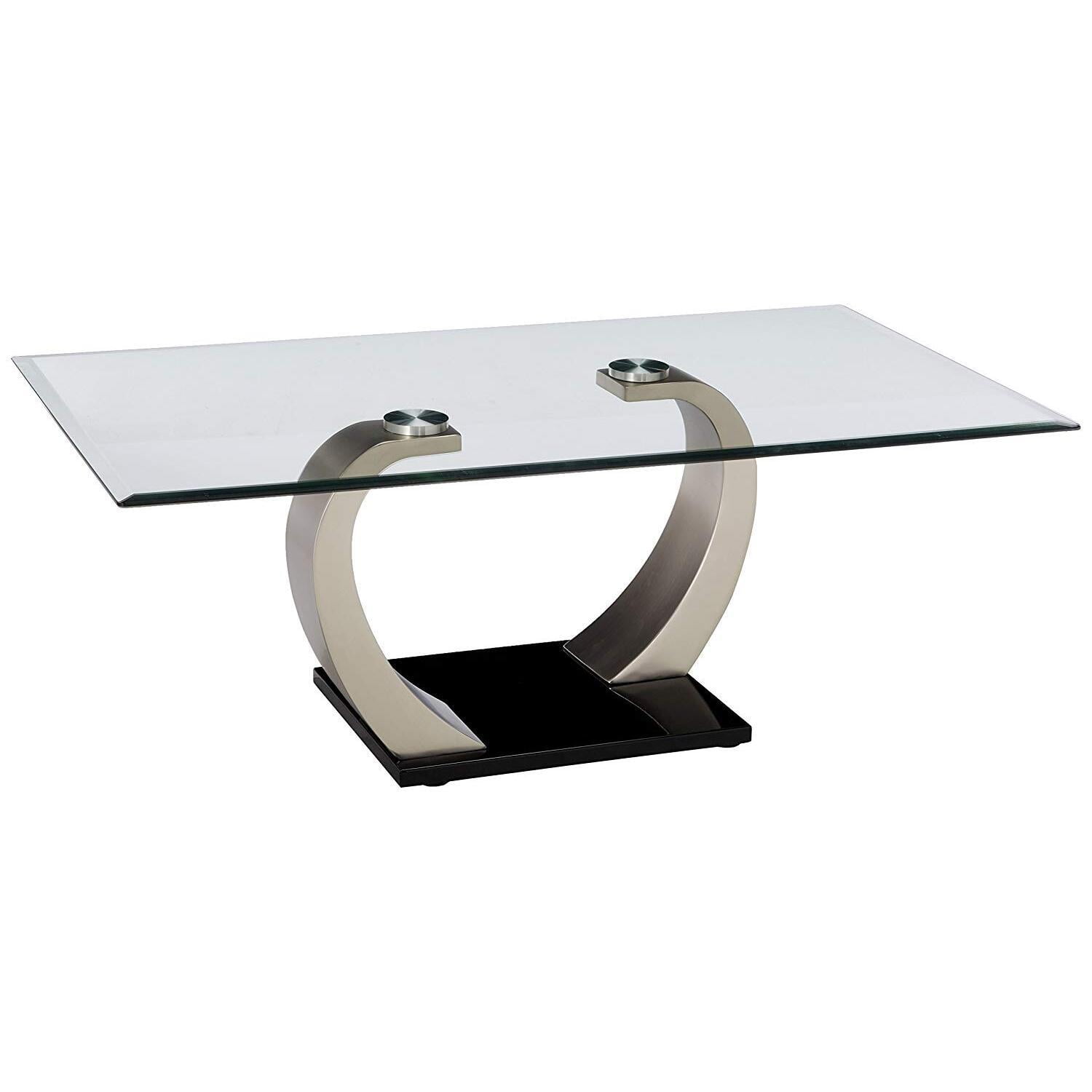 Pruitt Rectangular Glass Top Coffee Table with Satin Metal Base