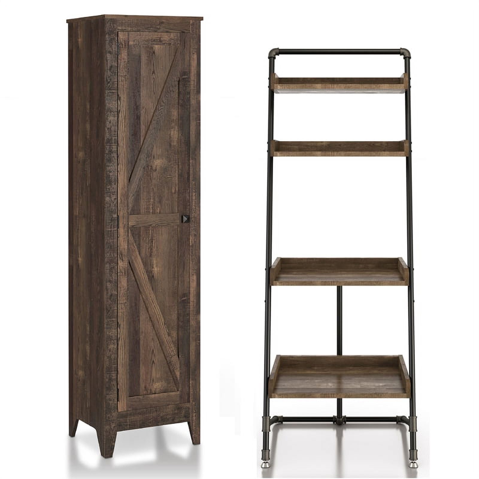 Prunda 2-Piece Reclaimed Oak Wood Storage Cabinet and Display Shelf Set ...