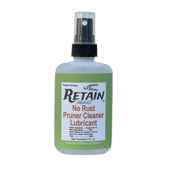 RETAIN Organic Pruning Tool Cleaner, No Rust & Lubricant 2 oz spray