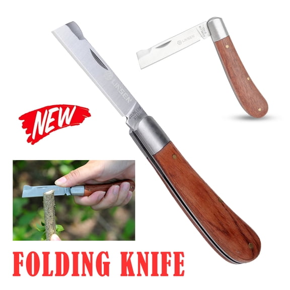 Linsen-outdoors Grade Folding Garden Knife Stainless Steel Construction for Pruning, Grafting & Garden Weeding 2.17inch