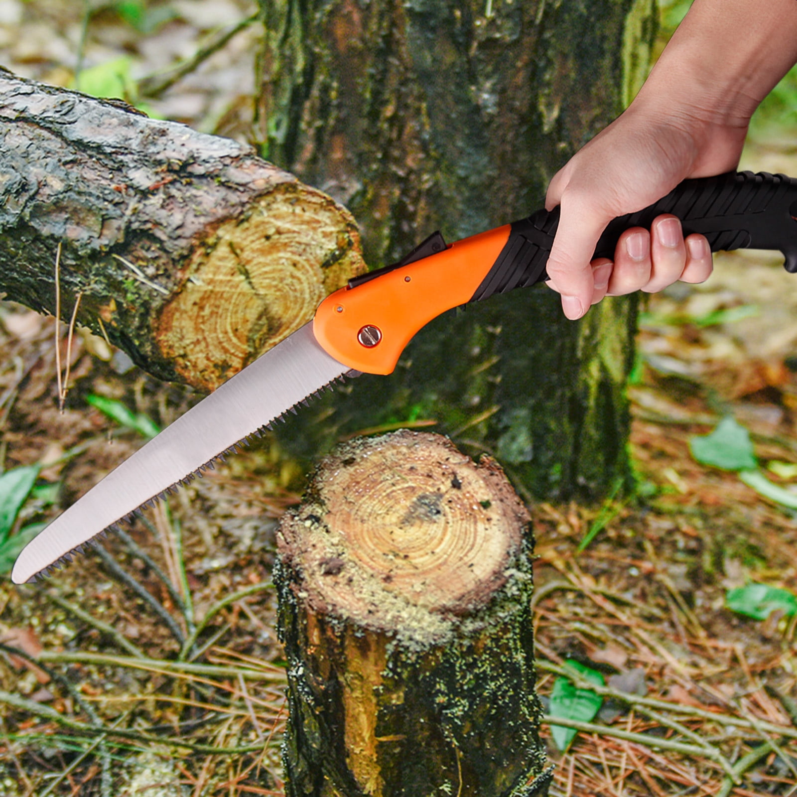 Pruning Saw, Folding Hand Saw with SK5 Curved Blade, Triple Cut Razor Teeth, Heavy Duty Hand Saw for Tree Felling, Camping, Gardening Work, Tree Pruning, Hiking, Landscaping