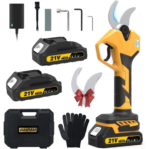 Pruning Shears for Gardening, Pruning Shears 2.4" Opening Diameter, Pruner with LCD Display & 2 x 2000mAh for Branch, Fruit Plucking and Tree Trimming