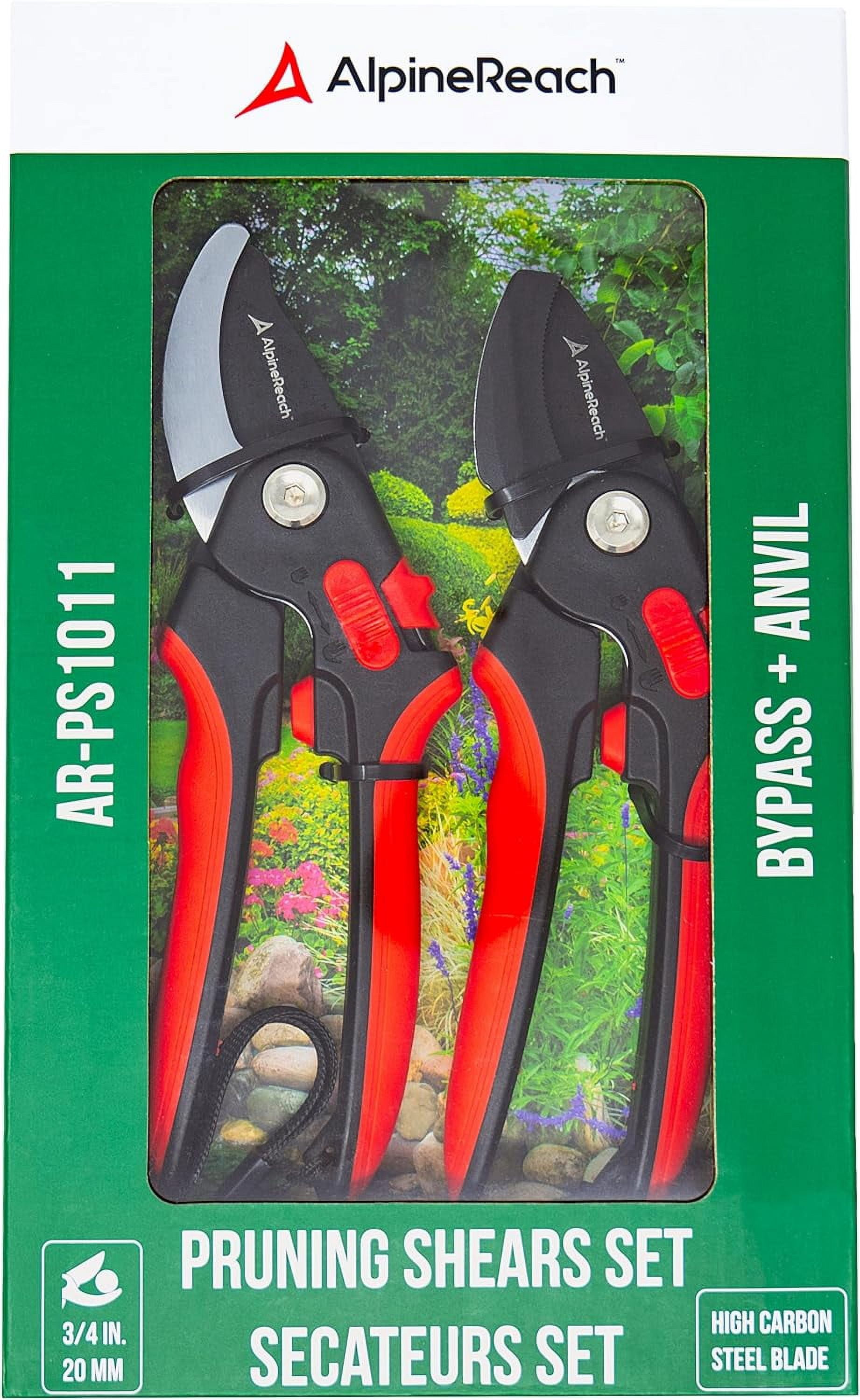 Pruning She Set Bypass and Anvil for Gardening, Sharp Ergonomic Pruners, Adjustable Soft Handle for Small & Large Hands, Heavy Duty High Carbon Steel Blade, Secateurs, Gift Box