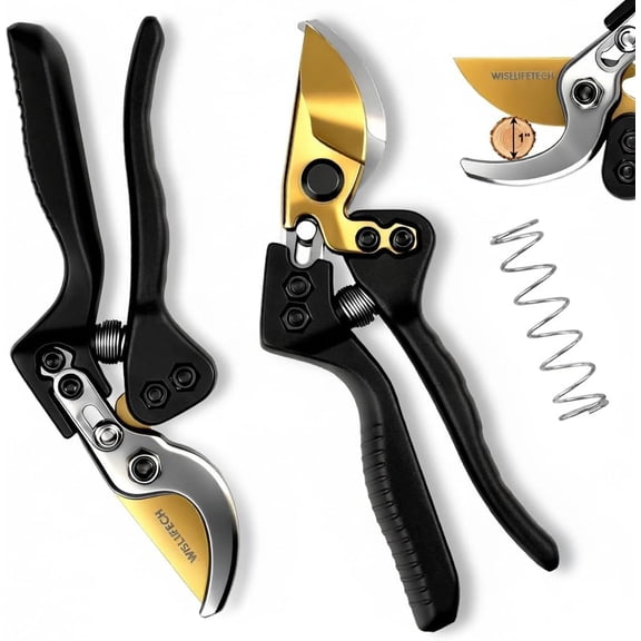 Pruning Shears, Sharp SK5 Steel Garden Clippers with Teflon Coated Blade, Clean Precision Cut, Ergonomic Non-Slip Grip, Easy-Control Hand Pruners for Roses, Shrubs & Plants
