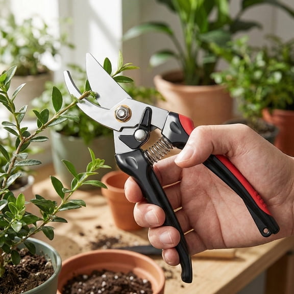Pruning Shears Stainless Steel 7.28 Inch Garden Clippers with Safety Lock and Rustproof Oil for Branches up to 1.38 Inches, Potting and Plant Trimming