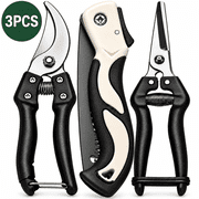 GAZILY® 3-Piece Pruning Shears Set, Garden Shears, Scissors and Clippers with Safety Lock for Flowers, Hand Pruners Gardening Tools for Trimming Flowers, Plants