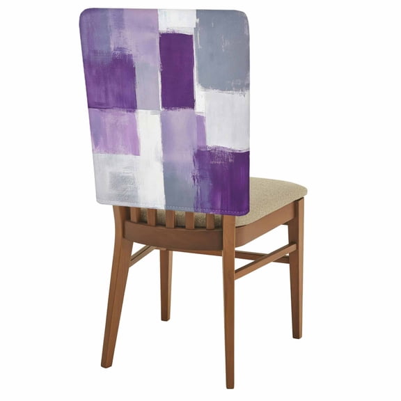 Pruple Grey Chair Back Covers Set of 2, Abstract Painting Art Modern Graffiti Geometric Removable Dining Seat Cover Washable Kitchen Chair Slipcovers Protective for Party Festival Decoration 19x20in