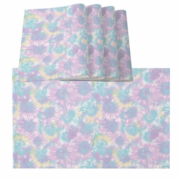 Pruple Yellow Blue Placemats for Dinning Table Set of 6, Modern Abstract Art Watercolor Burlap Kitchen Place Mats Waterproof Cloth Table Mats, Indoor Outdoor Placemats Easy Clean Dinner Decor