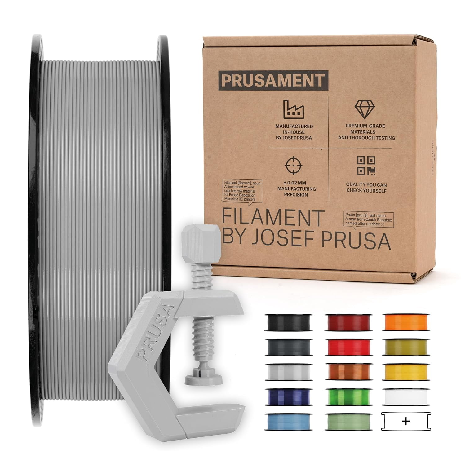 Prusament 3D Printer Premium Filament PETG Urban Grey 1.75mm - 1kg Spool High Precision ±0.02 mm Low Stringing Strong Layer Bond No Tangling Ideal for Beginners & Professionals