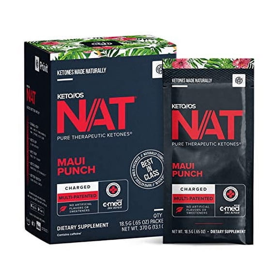Keto//OS NAT Maui Punch Keto Supplements - Charged - Exogenous Ketones - BHB Salts Ketogenic Supplement for Workout Energy Boost - Fat Burner Supplements for Men and Women (20 Count)