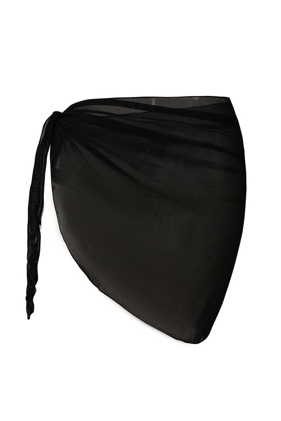 Women's Sheer Beach Sarong Wrap Skirt, Lightweight Chiffon Bikini Cover Up Multi-Way Sun Protective Hawaiian Scarf,Black,XL