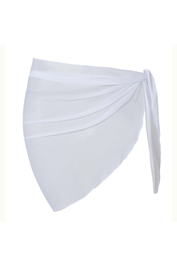 Women's Sheer Beach Sarong Wrap Skirt, Lightweight Chiffon Bikini Cover Up Multi-Way Sun Protective Hawaiian Scarf,White,XL