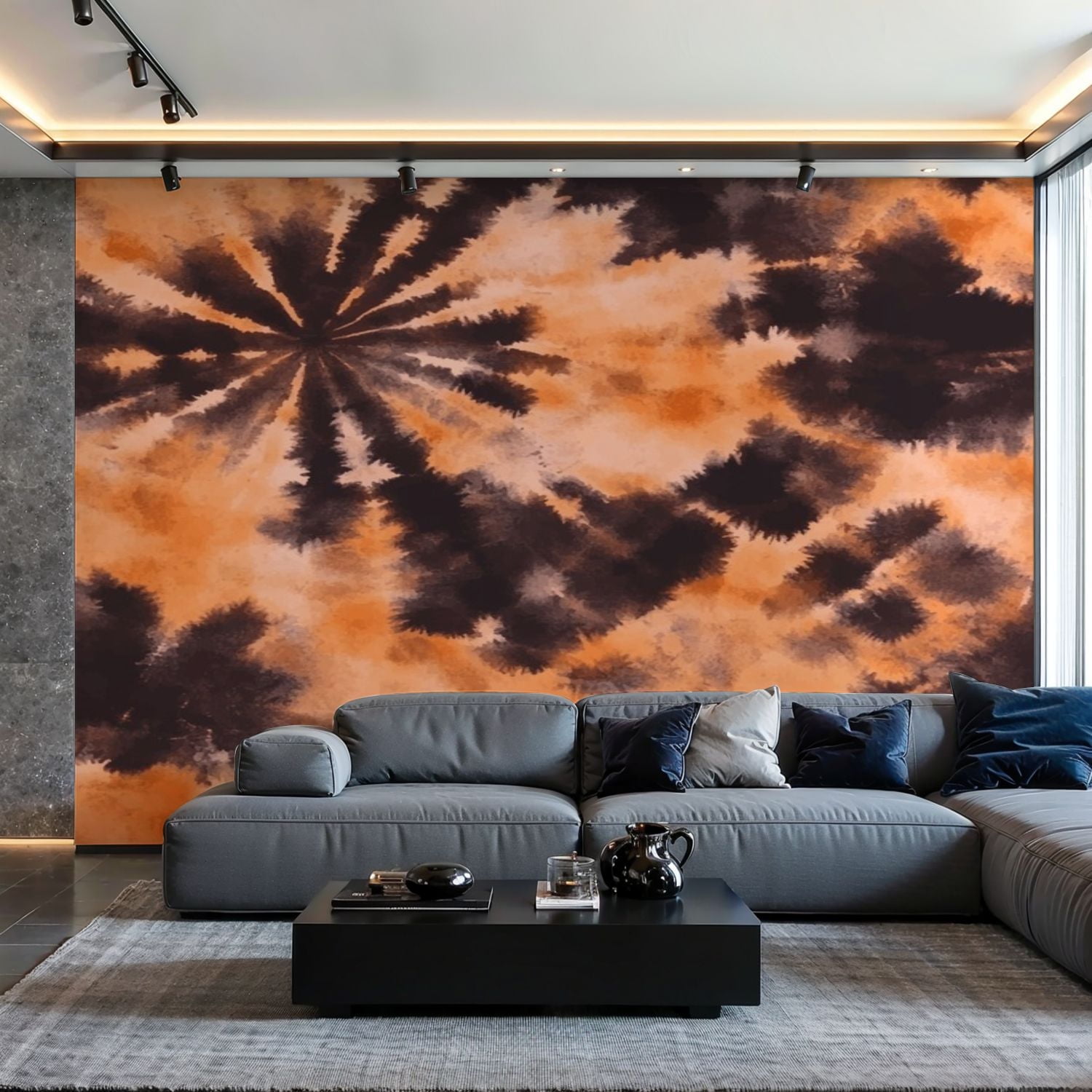 Prxcm Canvas Wall Mural Peel and Stick Large Wallpaper Abstract black ...