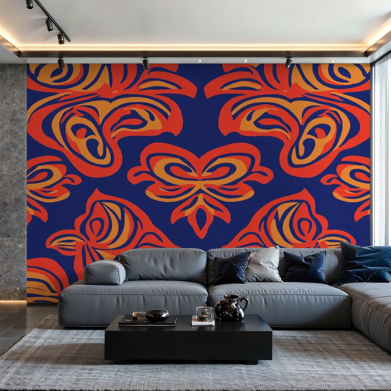 Prxcm Canvas Wall Mural Peel and Stick Large Wallpaper Abstract floral ...