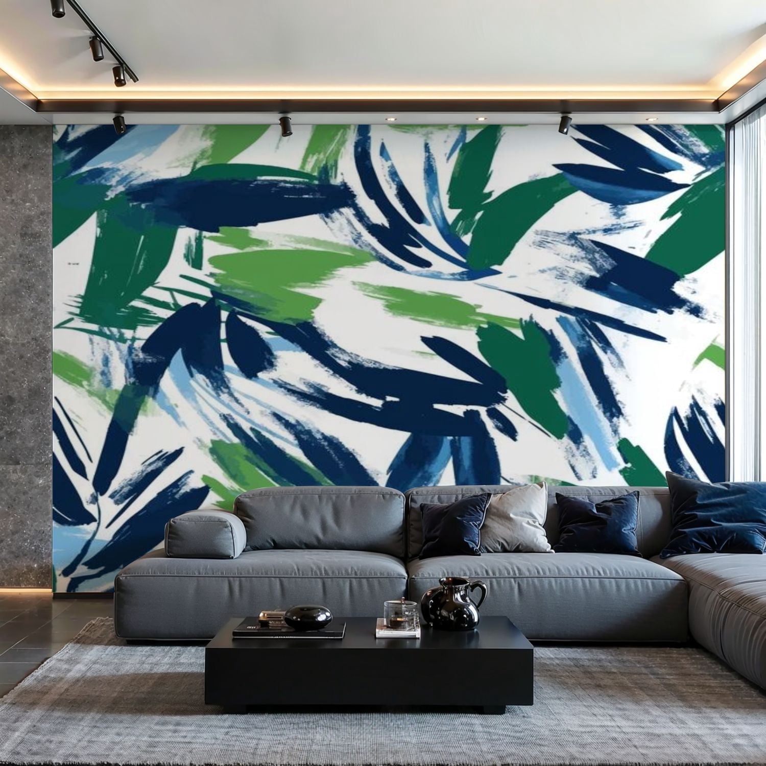 Prxcm Canvas Wall Mural Peel and Stick Large Wallpaper Abstract green ...
