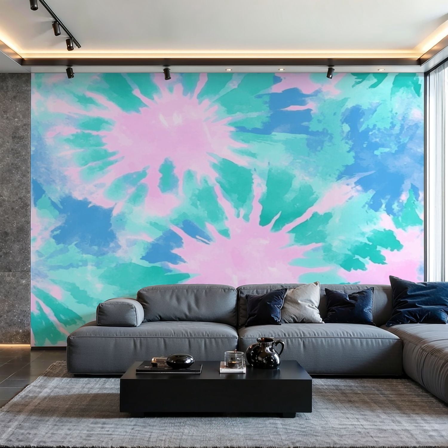 Prxcm Canvas Wall Mural Peel and Stick Large Wallpaper Abstract pink ...