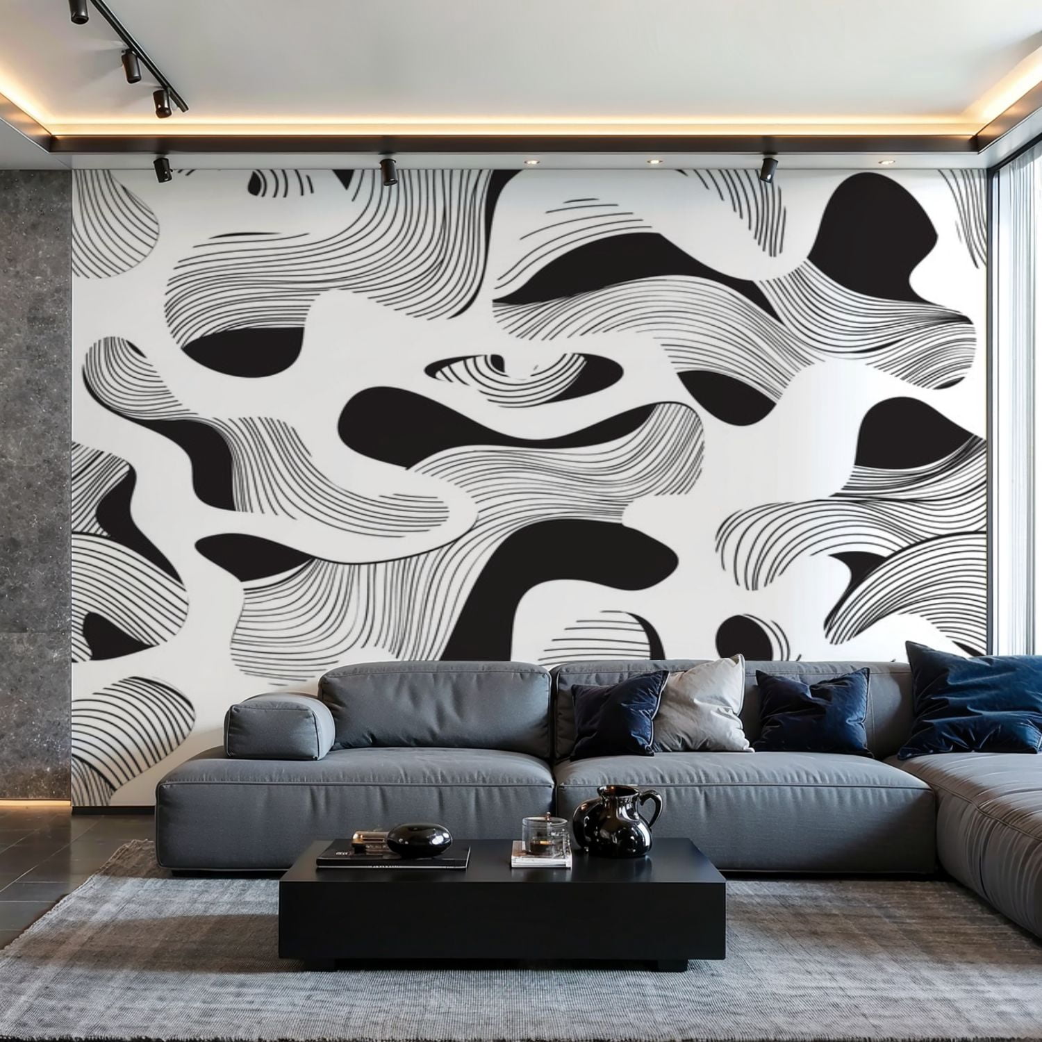 Prxcm Canvas Wall Mural Peel and Stick Large Wallpaper Abstract swirl ...