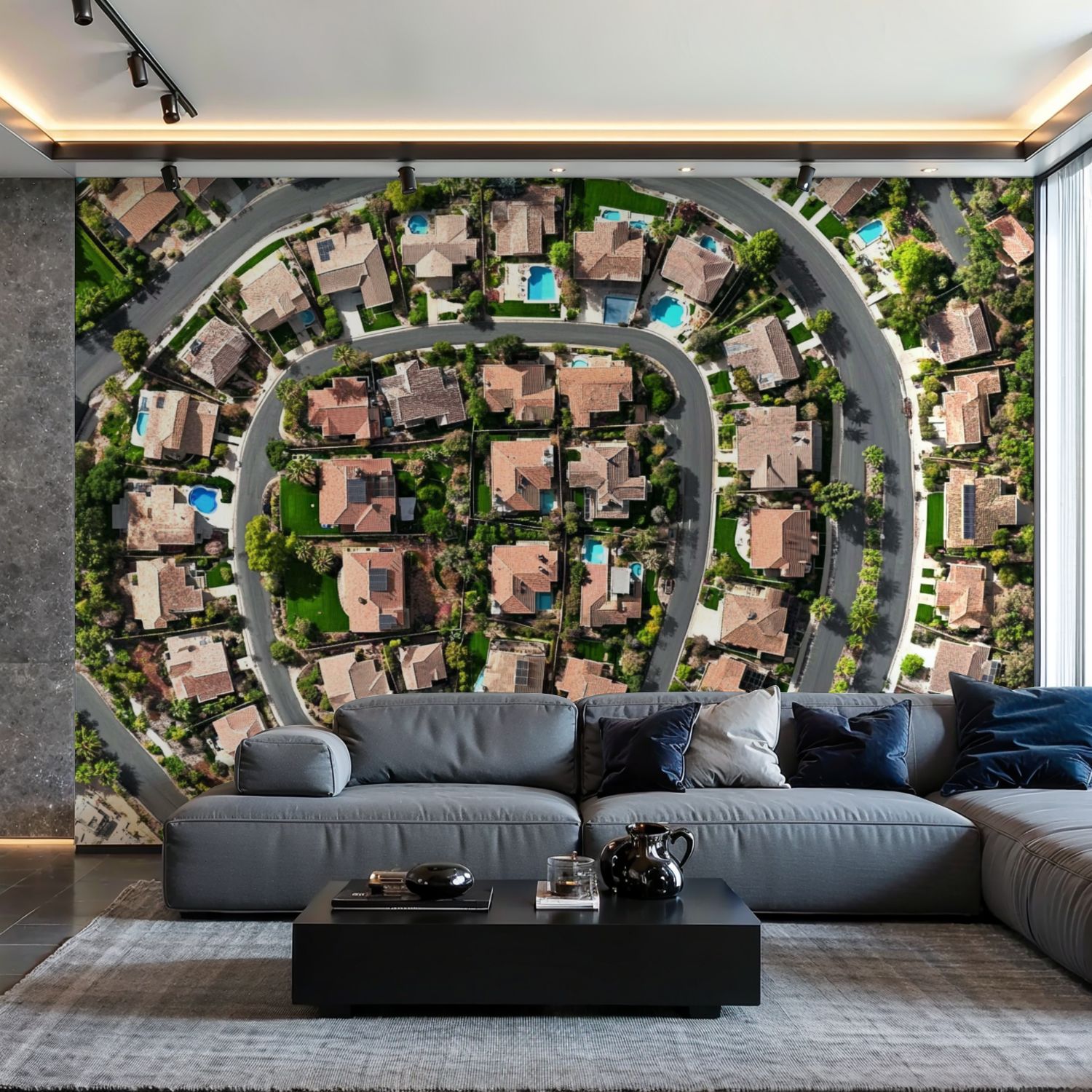 Prxcm Canvas Wall Mural Peel and Stick Large Wallpaper Aerial top view ...