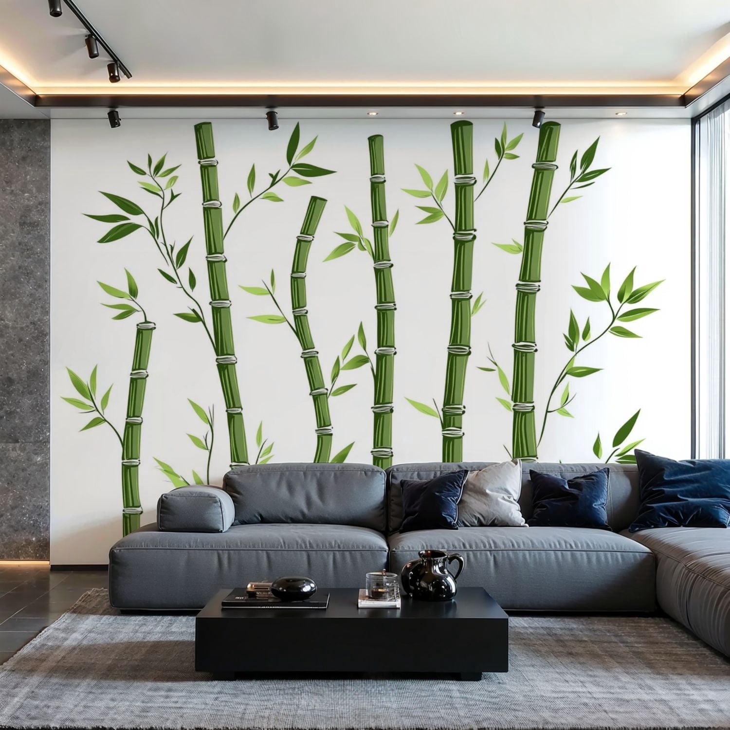 Prxcm Canvas Wall Mural Peel and Stick Large Wallpaper Bamboo forest ...