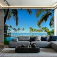 thumbnail image 1 of Prxcm Canvas Wall Mural Peel and Stick Large Wallpaper Beautiful Seaside Swimming Pool Wall Art Decor for Living Room Bathroom Self Adhesive and Removable 100in x 144in, 1 of 2