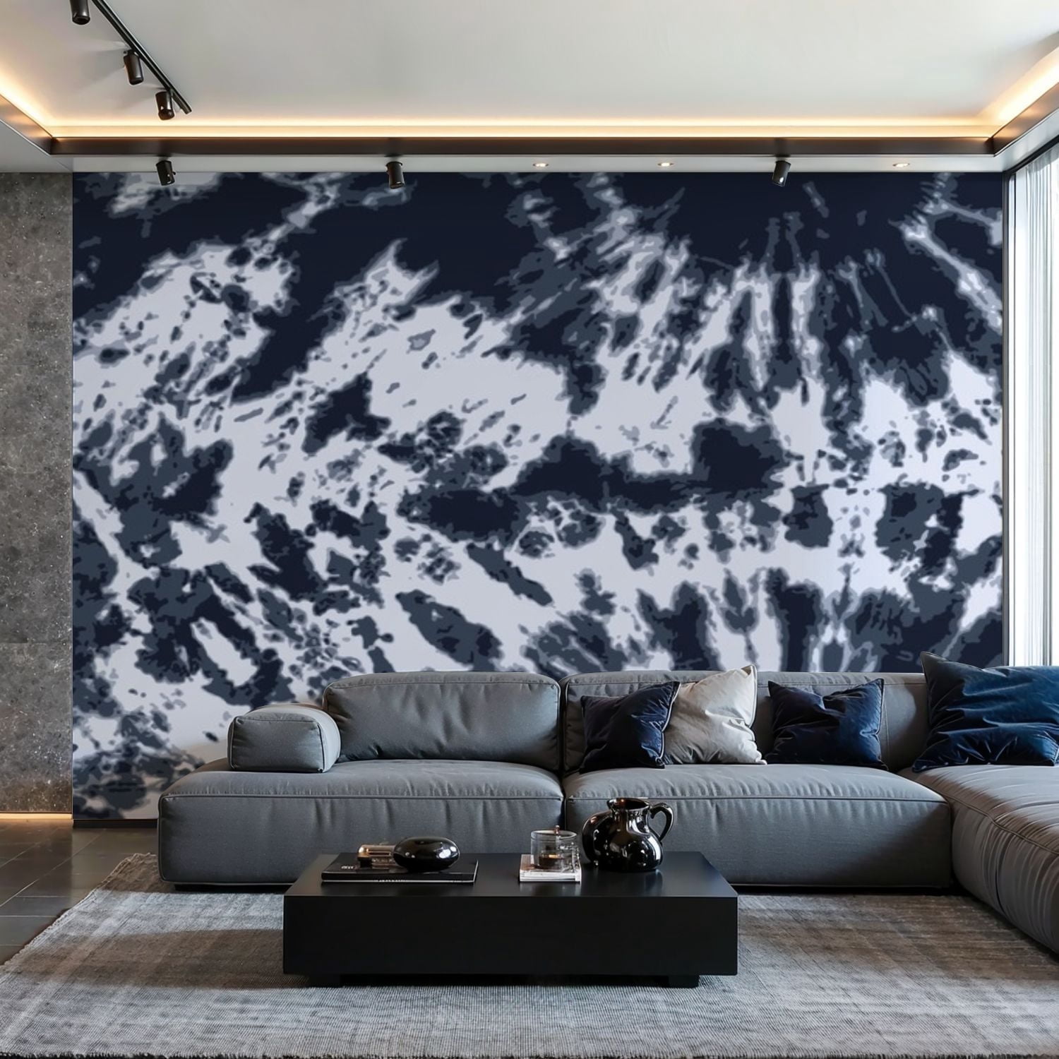 Prxcm Canvas Wall Mural Peel and Stick Large Wallpaper Black Gray color ...