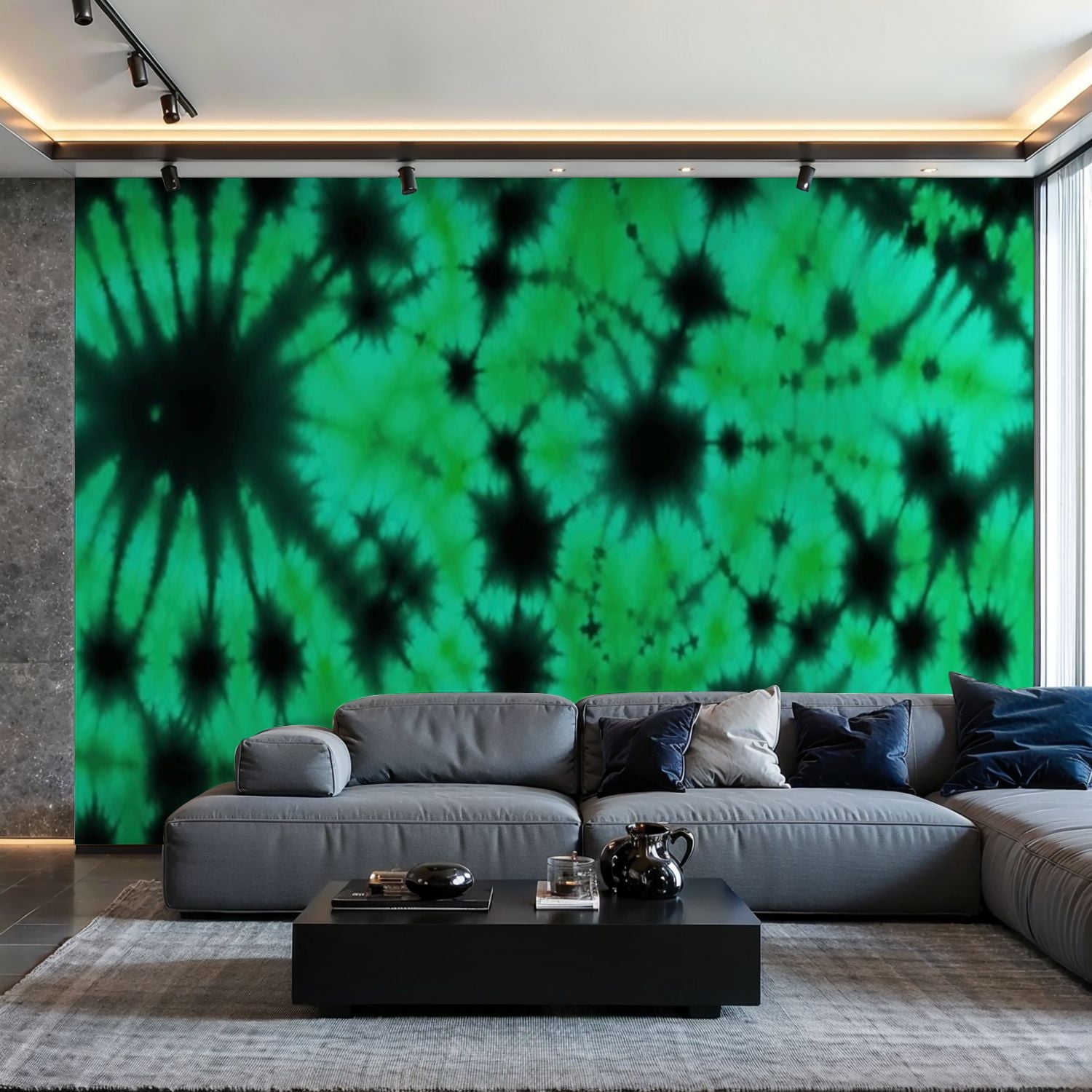 Prxcm Canvas Wall Mural Peel and Stick Large Wallpaper Black green tie ...