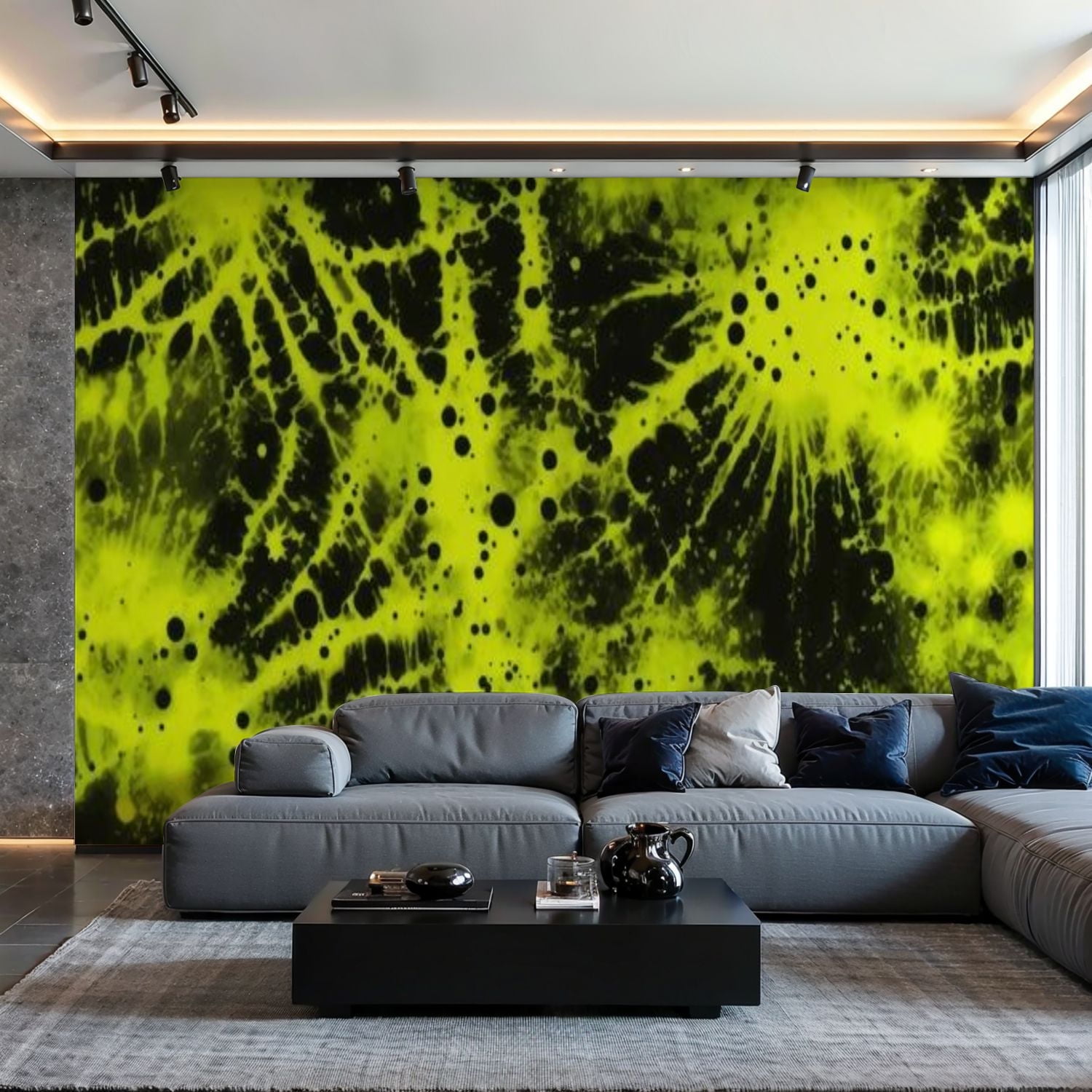 Prxcm Canvas Wall Mural Peel and Stick Large Wallpaper Black lemon ...