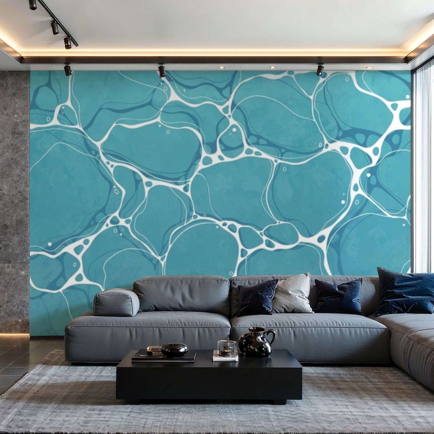 Prxcm Canvas Wall Mural Peel and Stick Large Wallpaper Blue water ...
