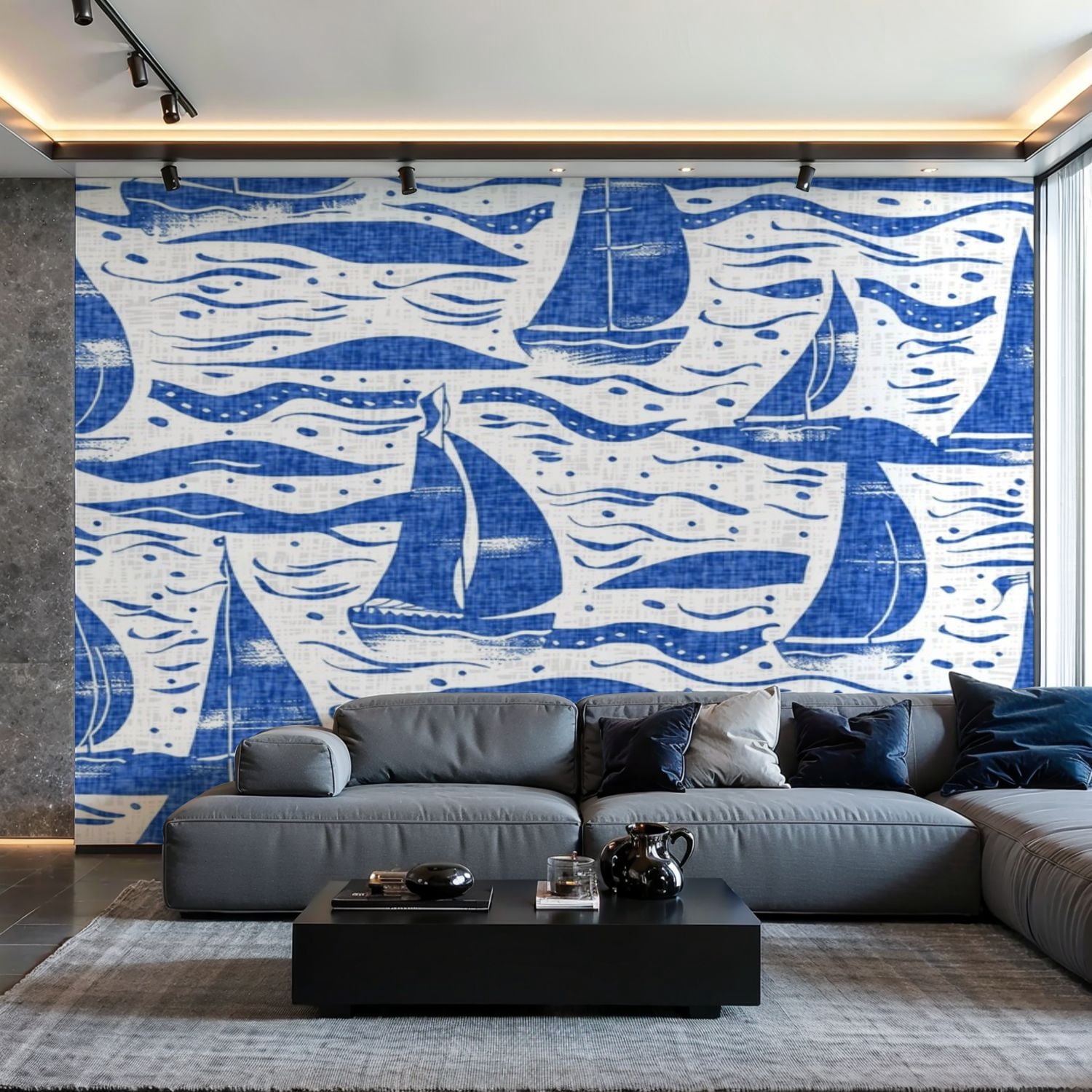 Prxcm Canvas Wall Mural Peel and Stick Large Wallpaper Coastal sail ...