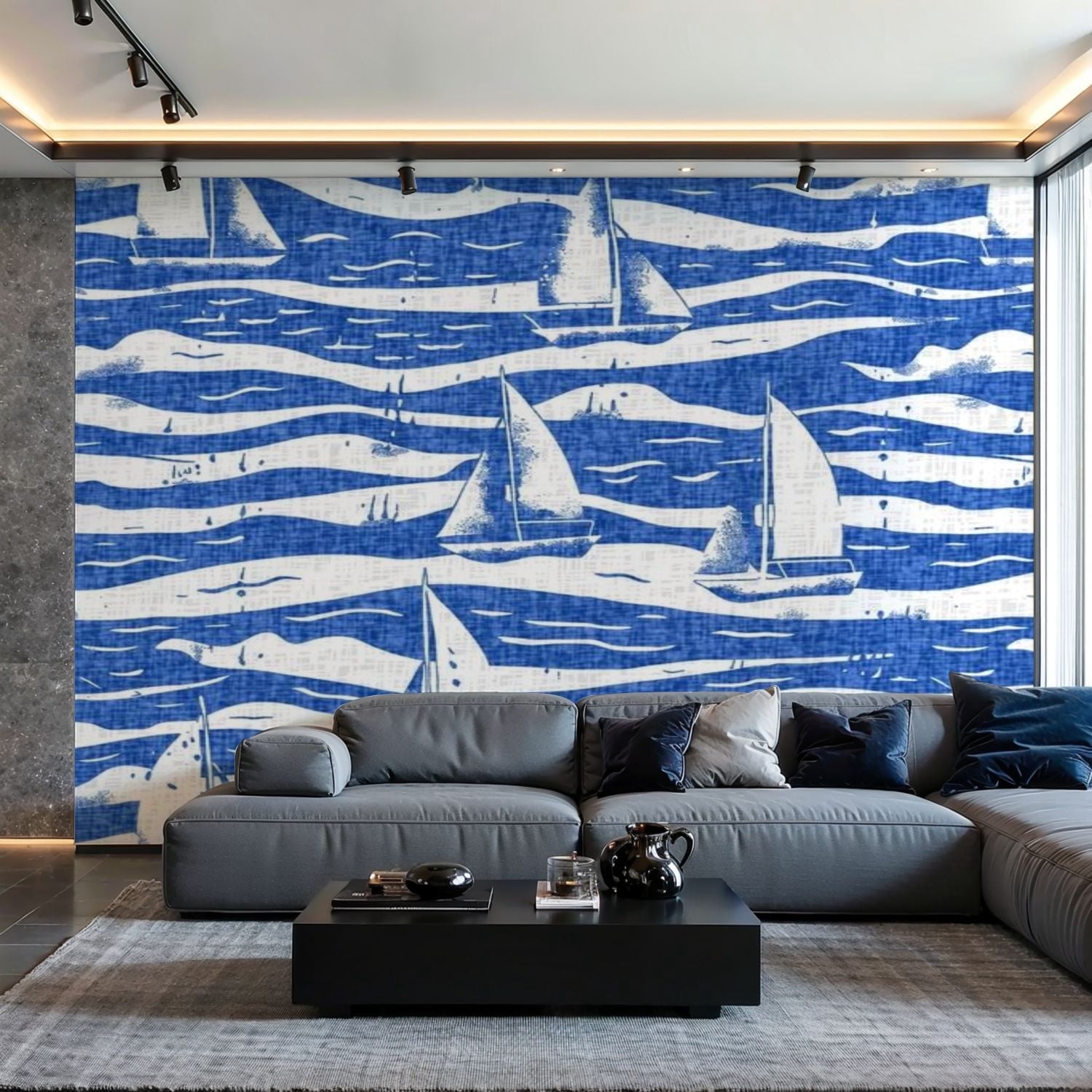 Prxcm Canvas Wall Mural Peel and Stick Large Wallpaper Coastal sail ...