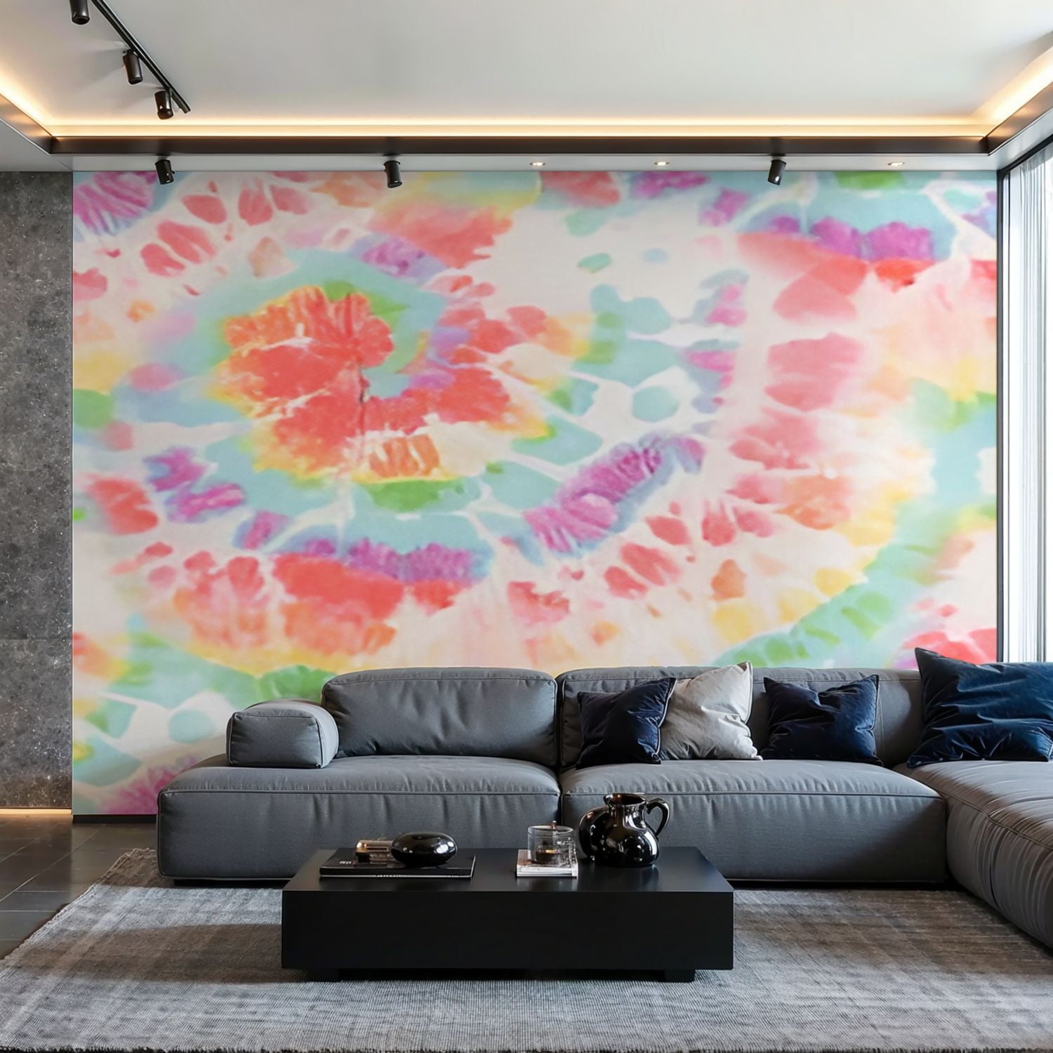 Prxcm Canvas Wall Mural Peel and Stick Large Wallpaper Dye Rainbow ...
