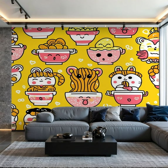 Prxcm Canvas Wall Mural Peel and Stick Large Wallpaper Funny cute cartoon Wall Art Decor for Living Room Bathroom Self Adhesive and Removable 100" x 144"