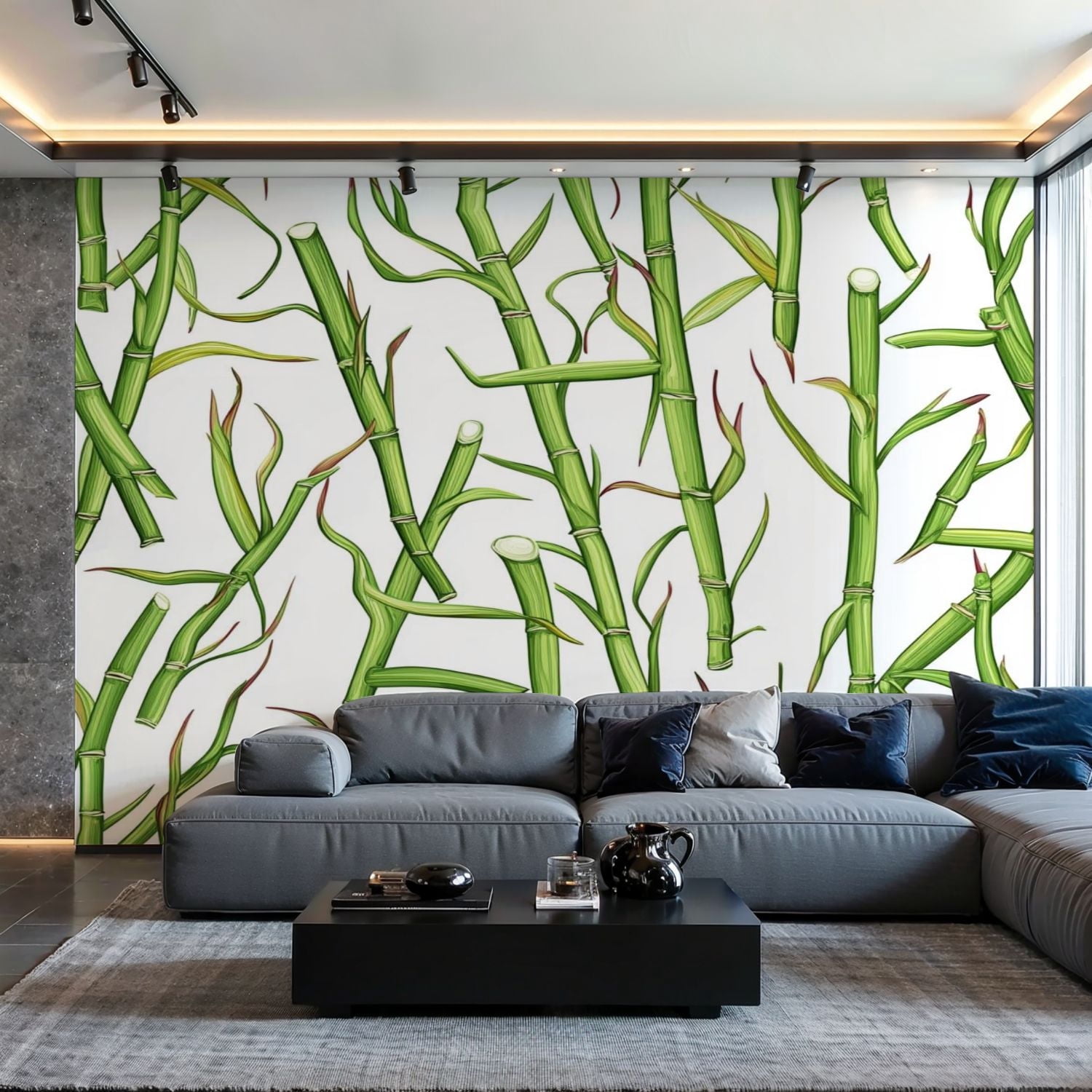Prxcm Canvas Wall Mural Peel and Stick Large Wallpaper Green sugar cane ...